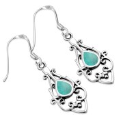 Turquoise Opal Drop Sterling Silver Earrings, e425